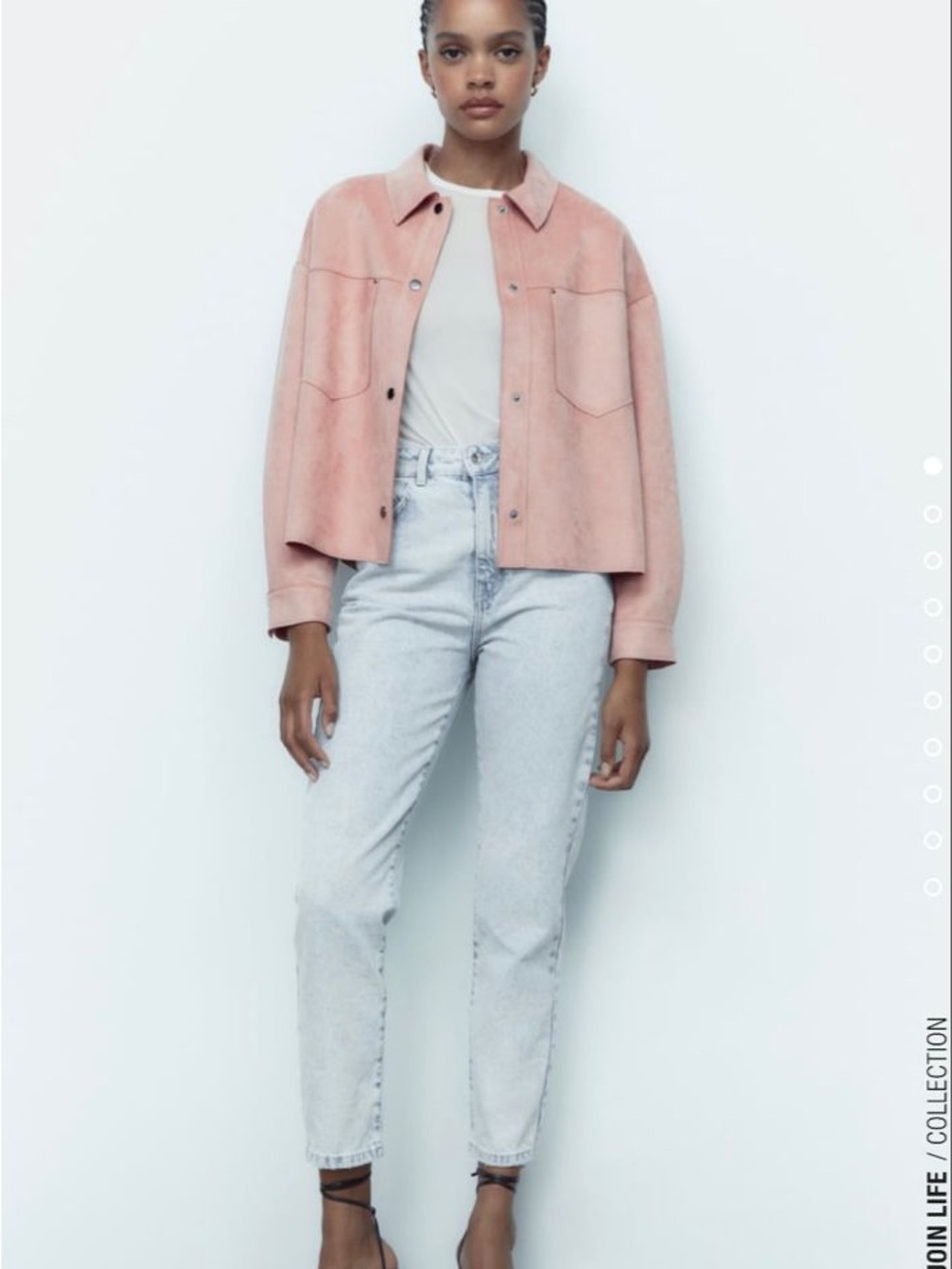 ZARA Pink Suede Shirt Jacket